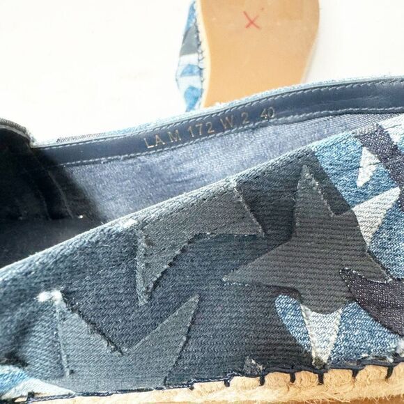 Valentino Blue Denim Stars Camo Canvas Espadrille Flat Sandals Women’s Size 40/9 - Picture 11 of 11